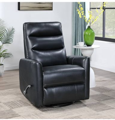 Recliner Chair Faux Leather Swivel, Lumbar Support,Black