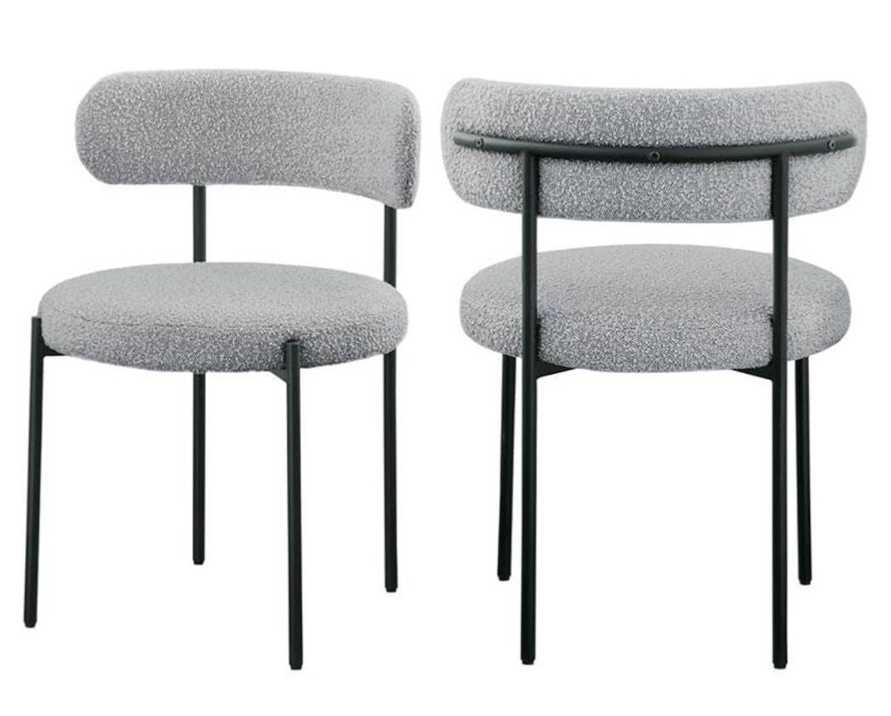 Contemporary Gray Finished Fabric Dining Chair Set Of 2 Tribesigns