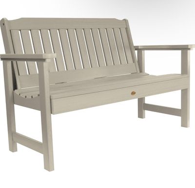 Outdoor  2 Seater Garden Bench, Lehigh Garden Bench, 4 Feet, Whitewash