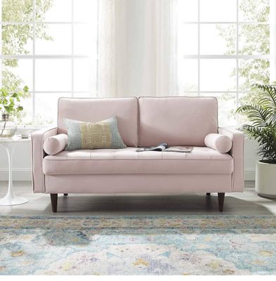 Velvet Loveseat, Pink Valour Performance Velvet Loveseat