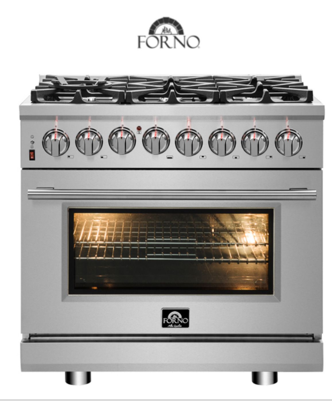Forno Massimo 36" Freestanding Dual Fuel Range FFSGS6125-36 - Stainless Steel