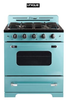 UNIQUE Classic Retro by Unique Classic Retro 30-in Glass Top Gas 5 burners 3.9-cu ft Convection Oven