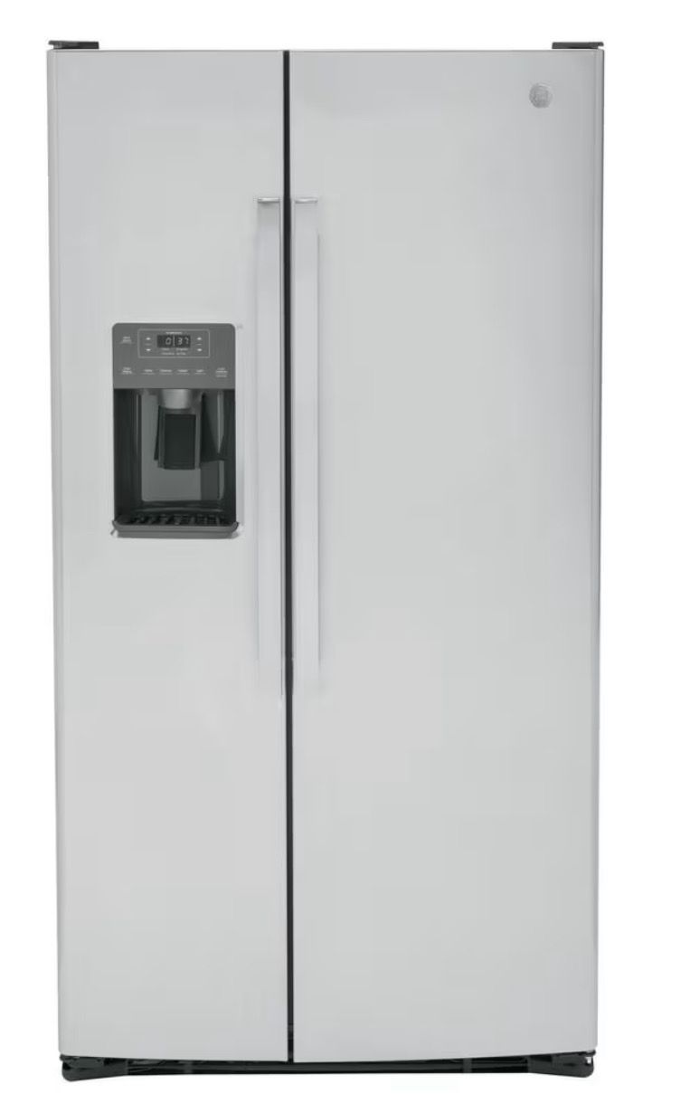 GE Appliances 25.3 Cu. Ft. Side by Side Refrigerator with External Dispenser in Fingerprint Resistant Stainless Steel