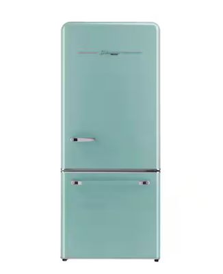 Classic Retro 30 in 17.7 cu. ft. Frost Free Retro Bottom Freezer Refrigerator in Ocean Mist Turquoise, ENERGY STAR