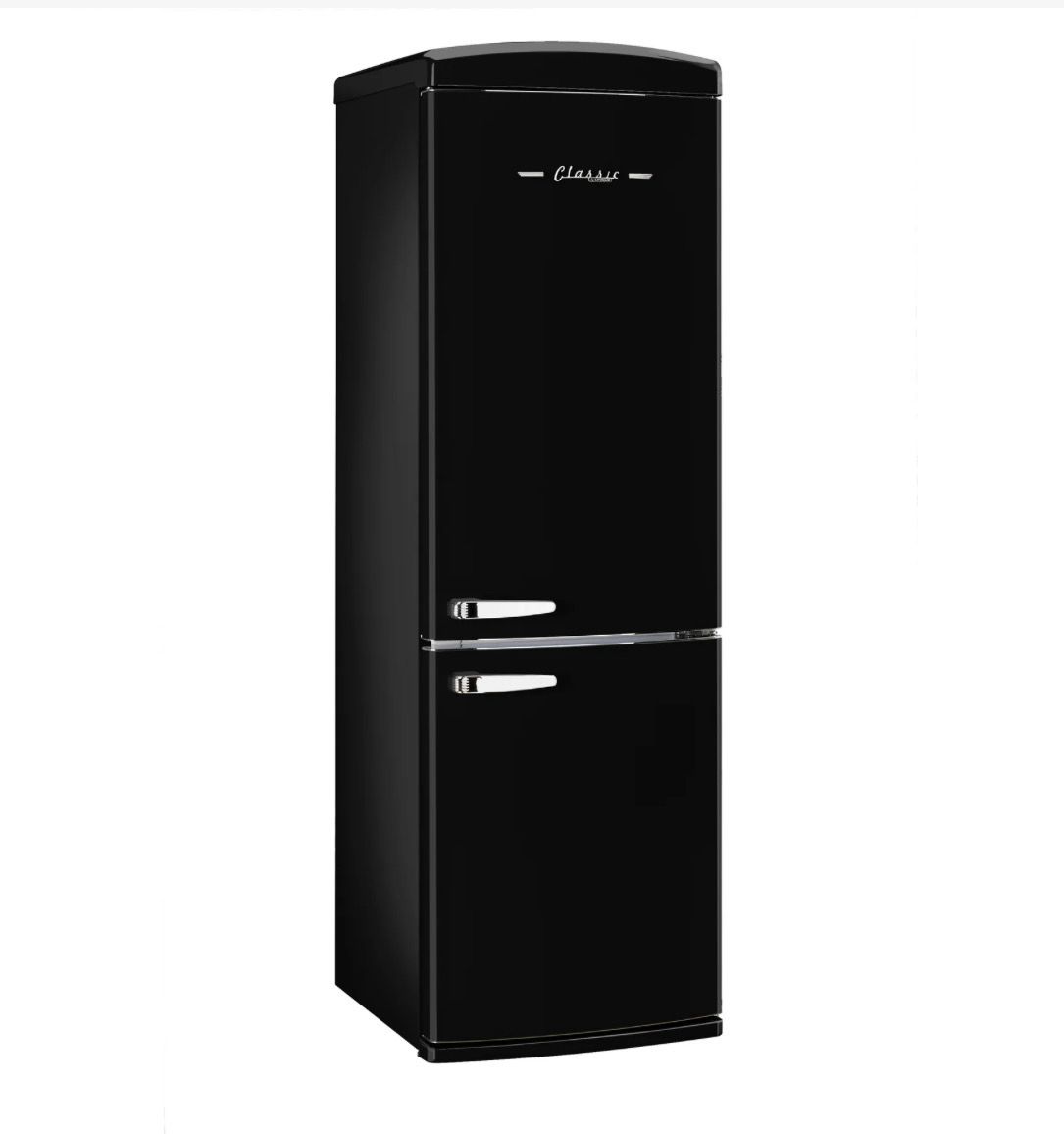 Classic Retro 23.6 In 11.7 Cu. Ft. Frost Free Retro Bottom Freezer Refrigerator In Midnight Black, ENERGY STAR