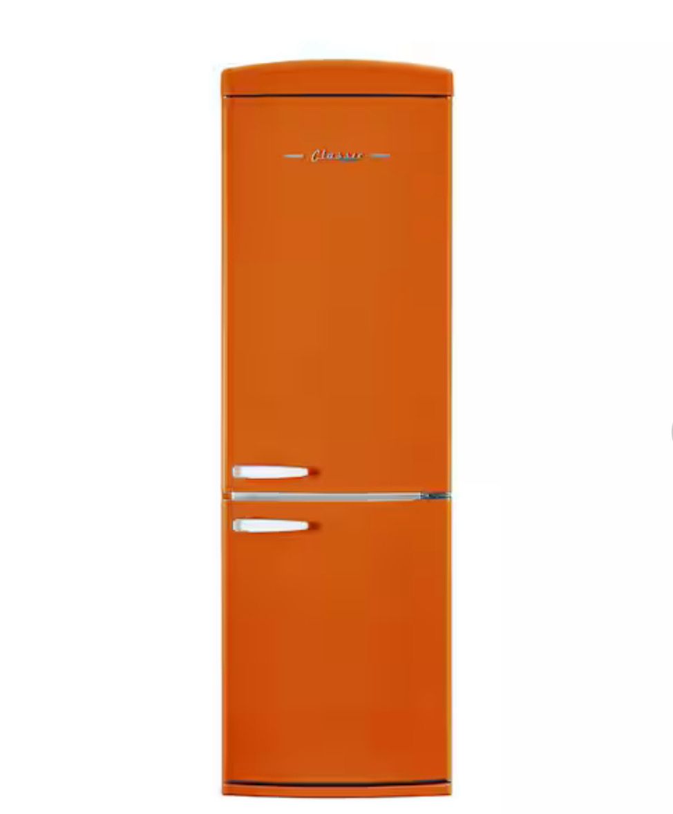 Classic Retro 23.8 in 11.7 cu. ft. Frost Free Retro Bottom Freezer Refrigerator in Orange Creamsicle, ENERGY STAR