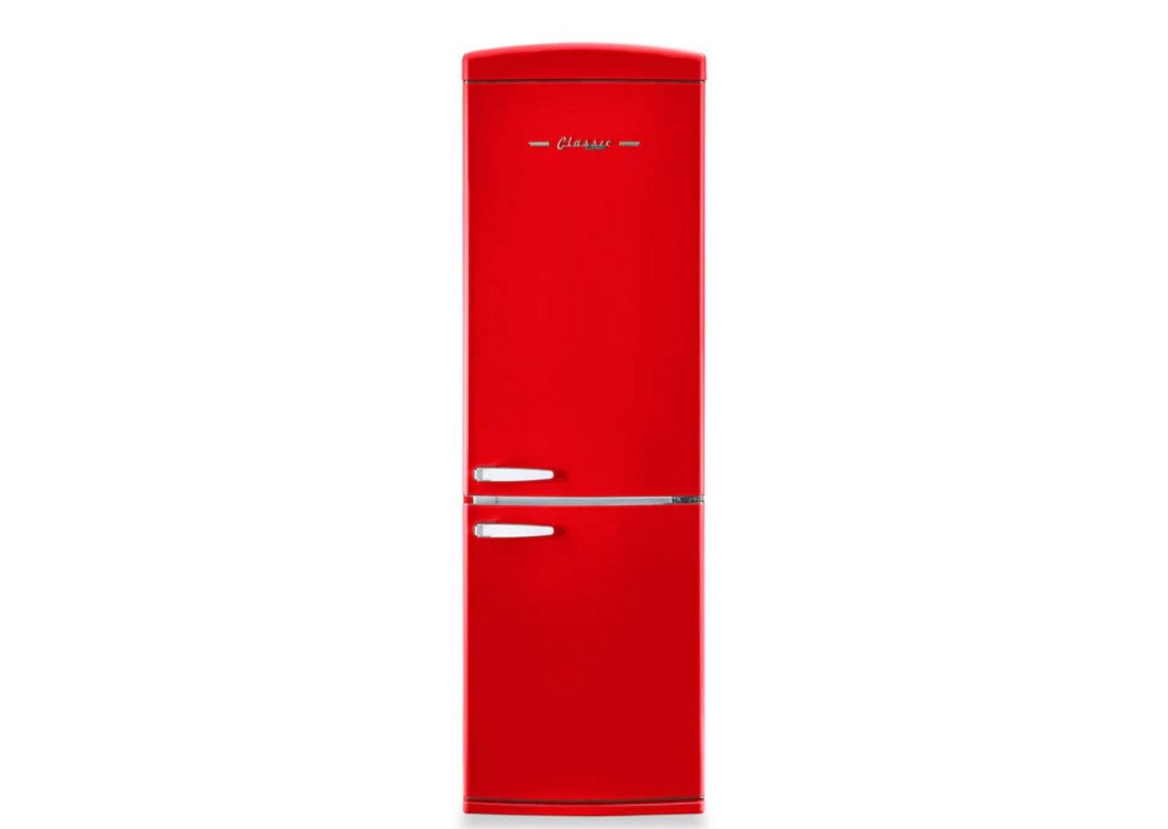 Classic Retro by Unique 24" 12 Cu. Ft. Bottom-Freezer Refrigerator - Candy Apple Red