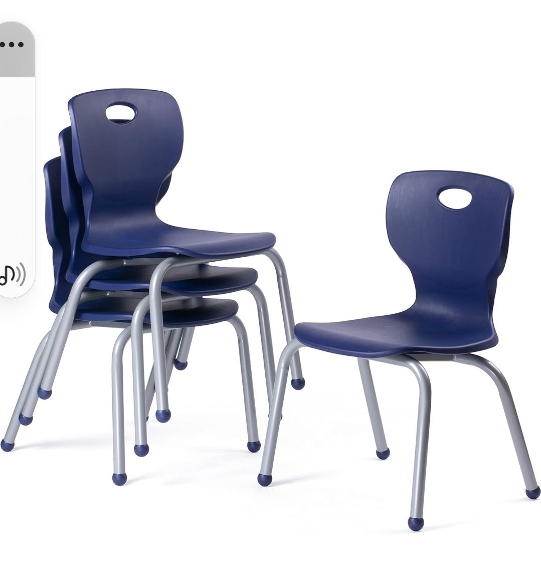 Kids School, DayCare, Home Stackable Chairs Home Learning or Office - Pack of 4 Blue
