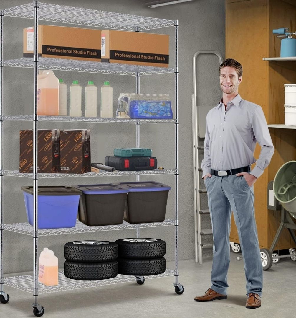 Closet Kitchen Garage Basement 6-Tier Heavy Duty Metal Storage Rack 48" L x 18" W x 82" H 2100Lb