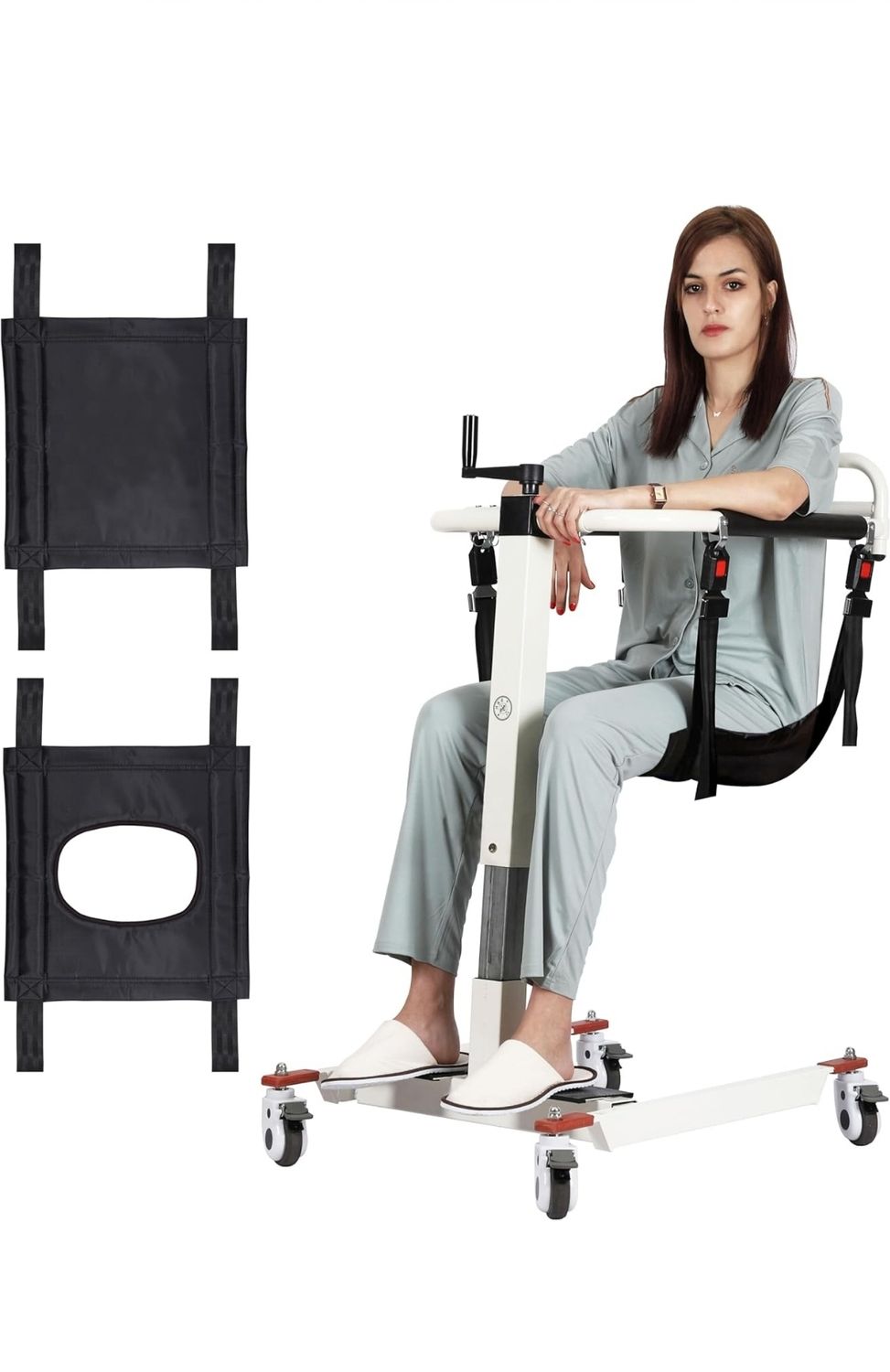 Elderly, Patient Care Mobile Lifting Transfer Wheelchair for Home-Potty 2 Removable Cushions,275Lbs