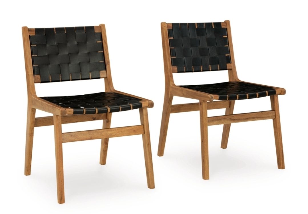 2 Ashley Fortmaine Dining/Accent Chairs Woven Leather Straps