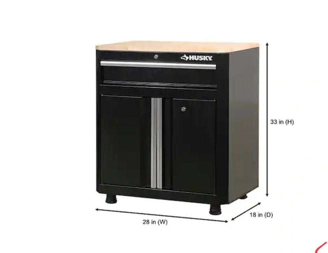 Husky 1-drawer 2-door Steel Garage Base Cabinet for tools / organization