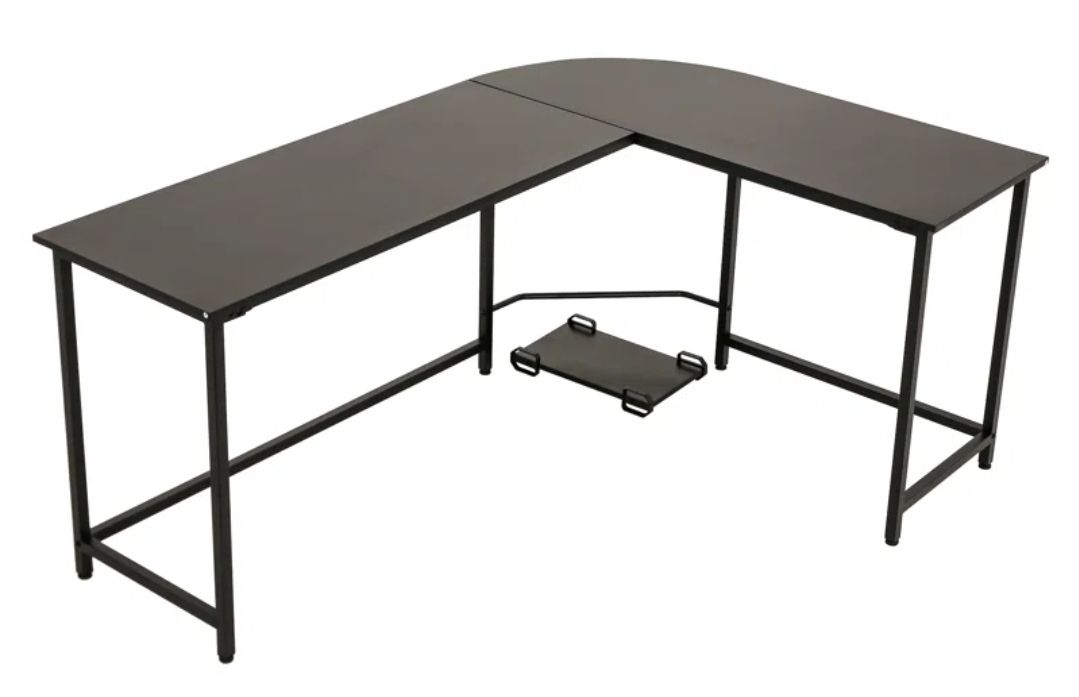 L-Shaped Computer Gaming Desk Corner PC Laptop Table Study Office Workstation Black