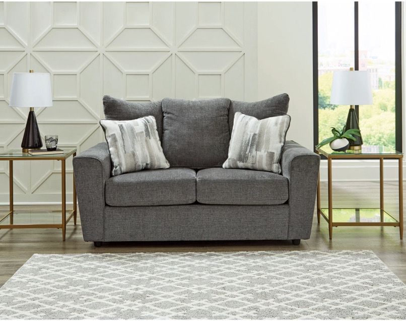 Ashley Stairatt Stationary Loveseat in Gravel Ashley Stairatt Stationary Loveseat in Gravel
