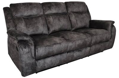 New Classic Furniture Park City Polyester Manual Sofa with Dual Recliner, Slate