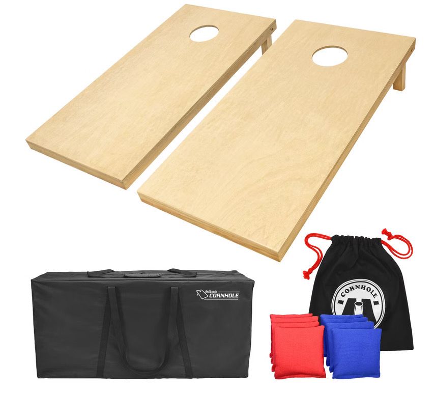GoSports Natural Wood Cornhole Toss Game Set GoSports Natural Wood Cornhole Toss Game Set
