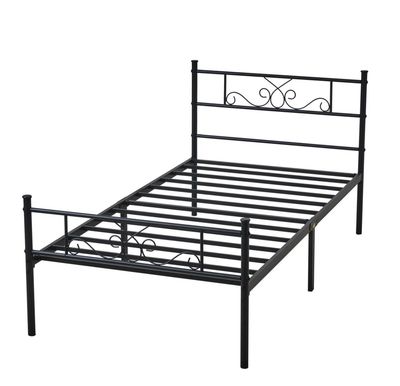 Twin Size Metal Platform Bed Frame With Retro Headboard & Footboard, Mattress Foundation With Spacious Underbed Storage, No Box Spring Needed