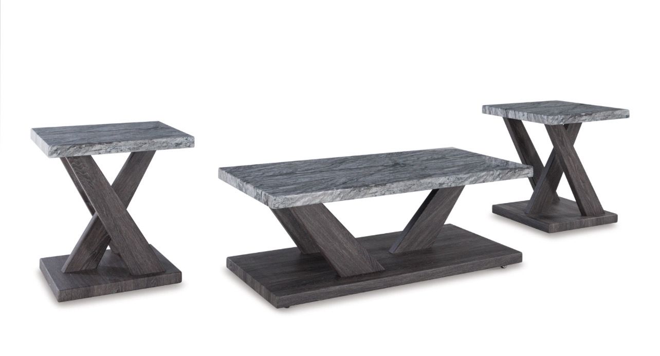 Ashley Bensonale 3-Piece Table Set in Brown and Gray