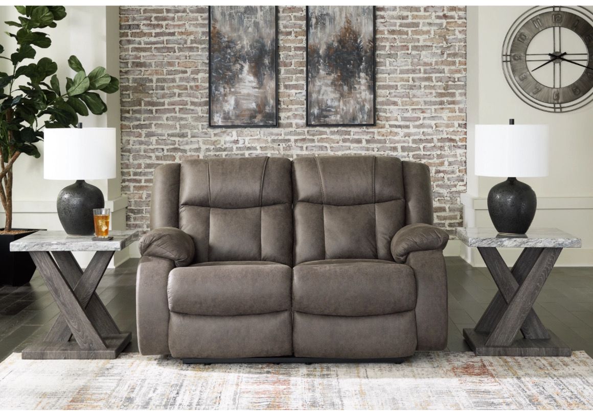 First Base Manual Reclining Loveseat Upholstered Leather