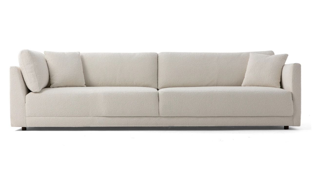 Domus 114" Fabric Sofa Lounge Arm Left-Blanc Boucle -Kardiel