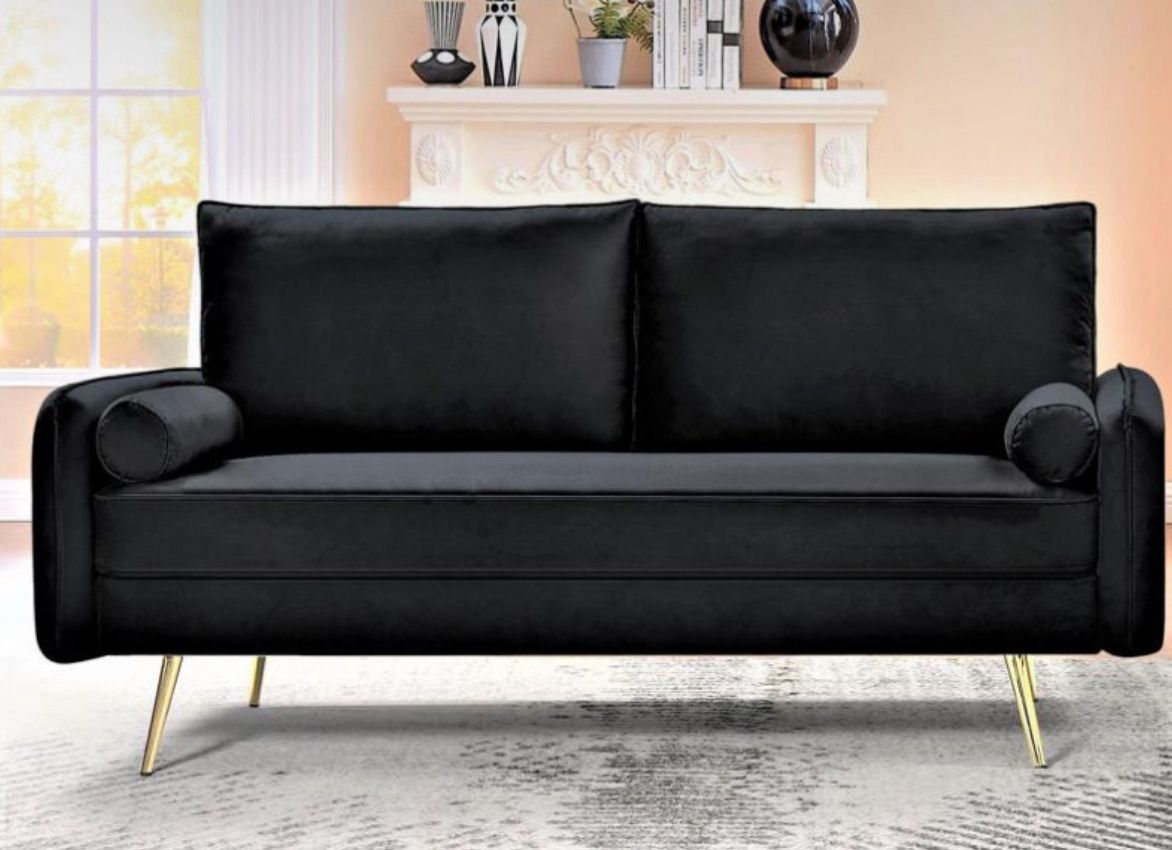 70''W Polyester Square Arms Sofa - Black 70''W Polyester Square Arms Sofa - Black