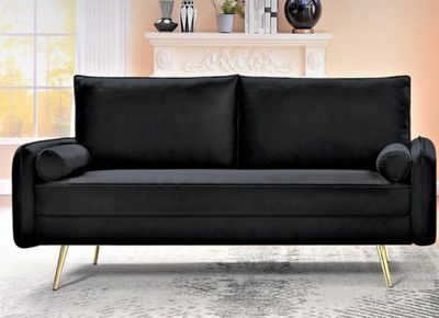 70''W Polyester Square Arms Sofa - Black 70''W Polyester Square Arms Sofa - Black