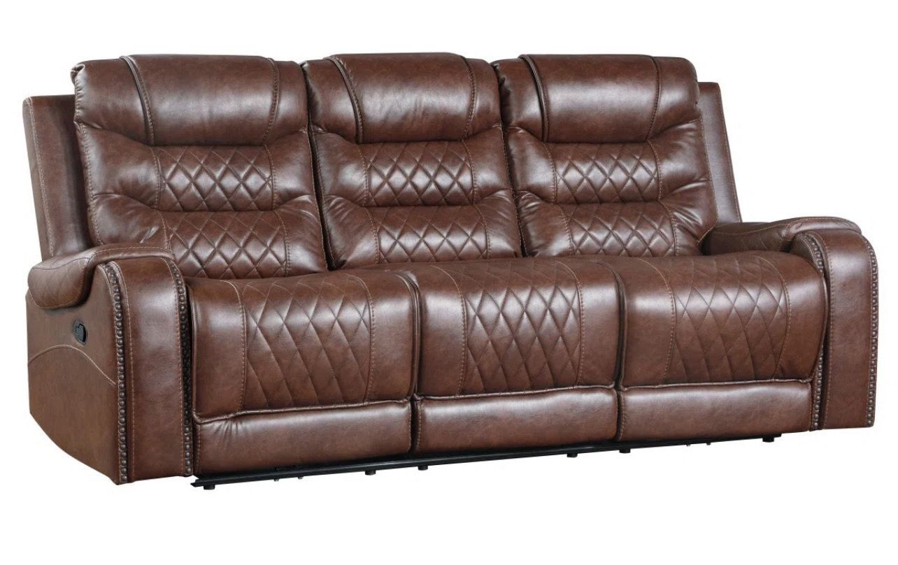 Putnam Brown Reclining Sofa With Drop Down Table