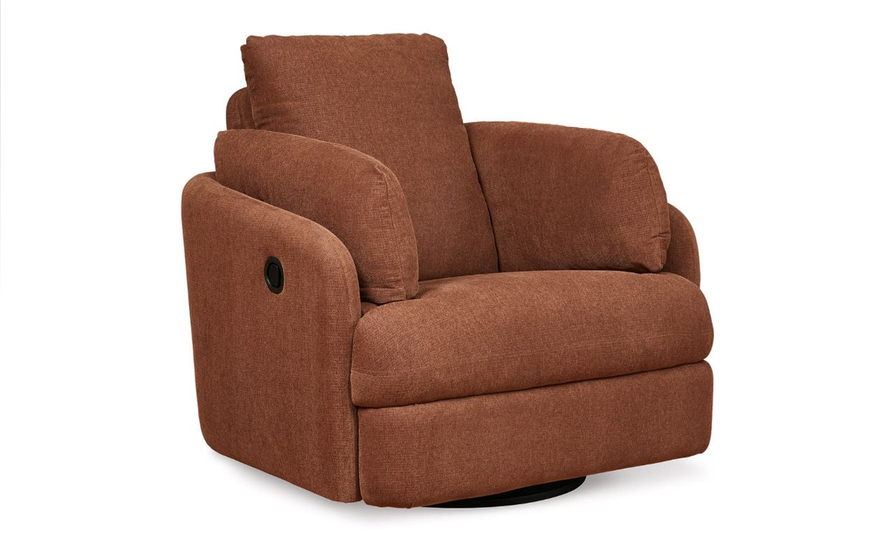 Modmax Manual Swivel Glider Recliner With Hidden Storage By Ashley Design- Burnt Orange