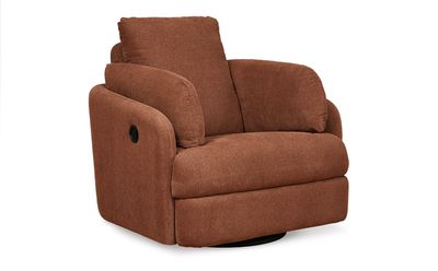 Modmax Manual Swivel Glider Recliner With Hidden Storage By Ashley Design- Burnt Orange