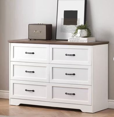 Farmhouse Chest of Drawer with Metal Handles,Modern Storage Organizer with Anti-Collapse Design for Living Room, Bedroom