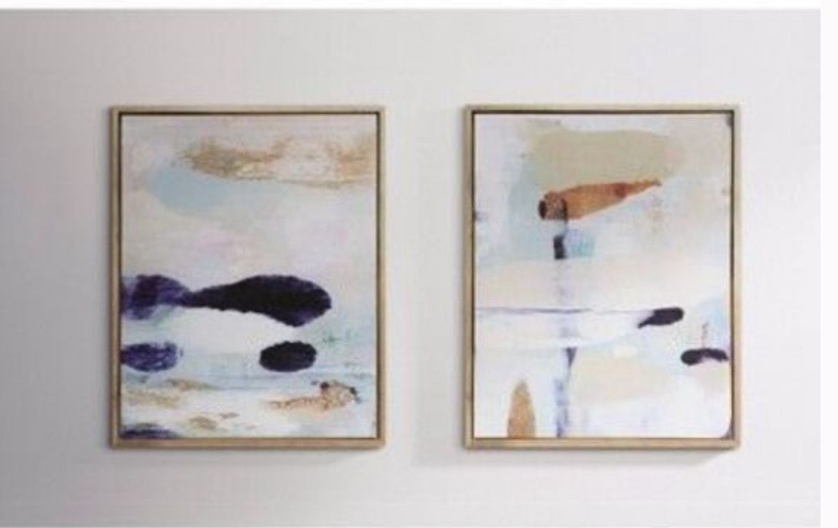 Project 62 - Abstract Diptych Wall Art Canvas Set of Beige Set Of 2