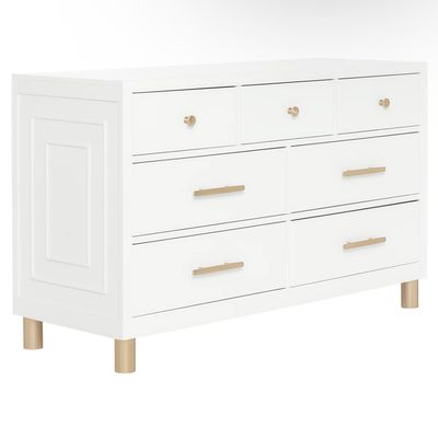 7 - Drawer Dresser With Gold Frame By Evolur 7 - Drawer Dresser With Gold Frame By Evolur