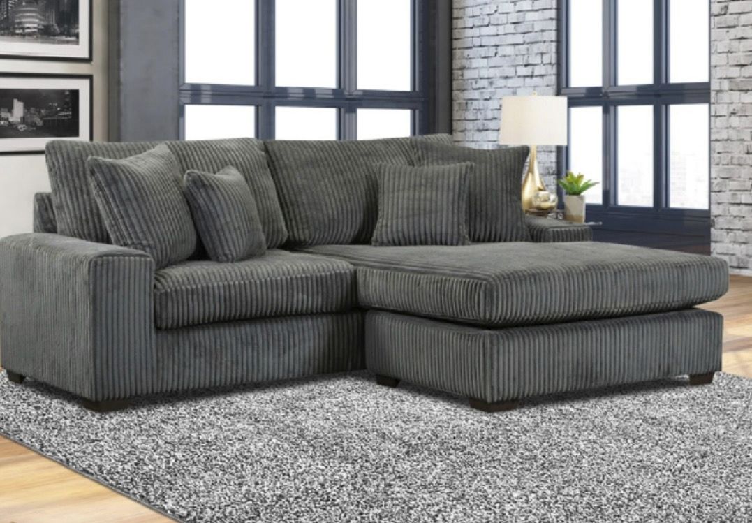 Libby Comfy Uphostered Modular Charcoal Sectional Living Room Furniture