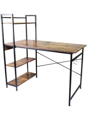 Computer Desk Desktop H-Shaped Computer Desk Simple Modern Bedroom Desk with Bookshelf Computer Desk Writing Desk Home Desk