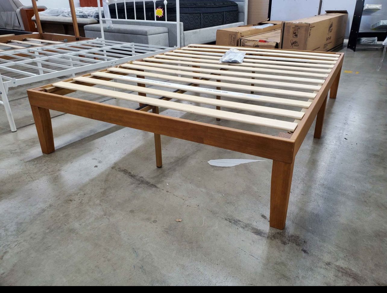 Queen Size 16" Solid Wood Platform Bed Frame NO BOX SPRING NEEDED