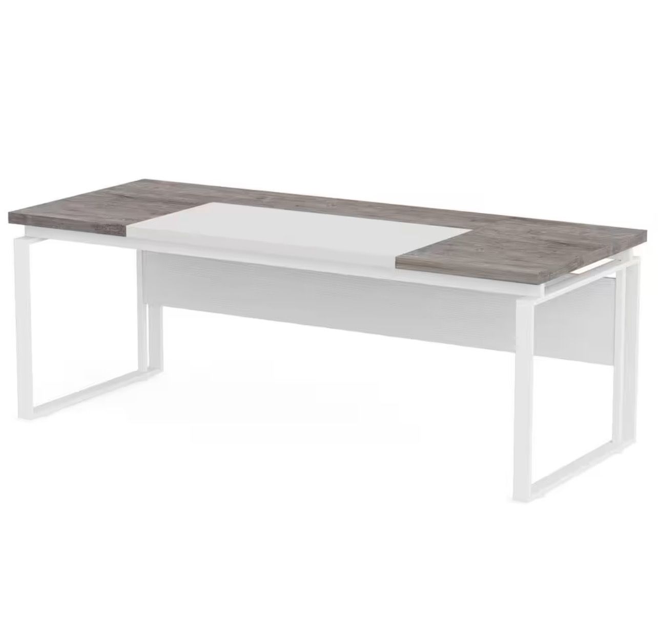 63 in. Rectangular Gray & White Executive Computer Desk Conference Table for Home Office (Only Table)