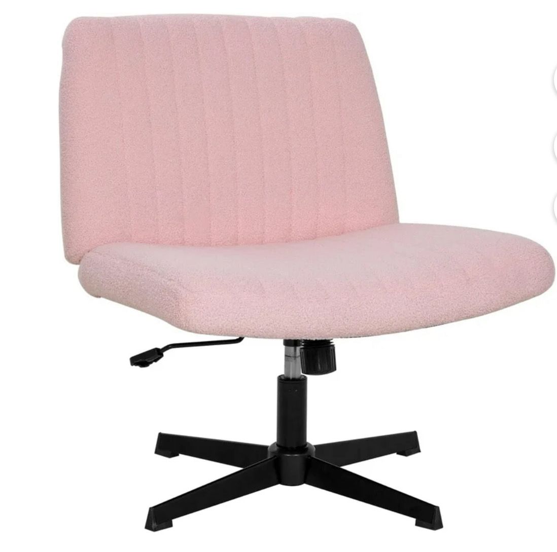 Criss Cross Chair Wide Desk Chair Comfy Computer Chair Vanity Chair Wide Office Chair No Wheels Cross Legged Office Chair Armless Office Chair, Pink Criss Cross Chair Wide Desk Chair Comfy Computer Chair Vanity Chair Wide Office Chair No Wheels Cross Legged Office Chair Armless Office Chair, Pink