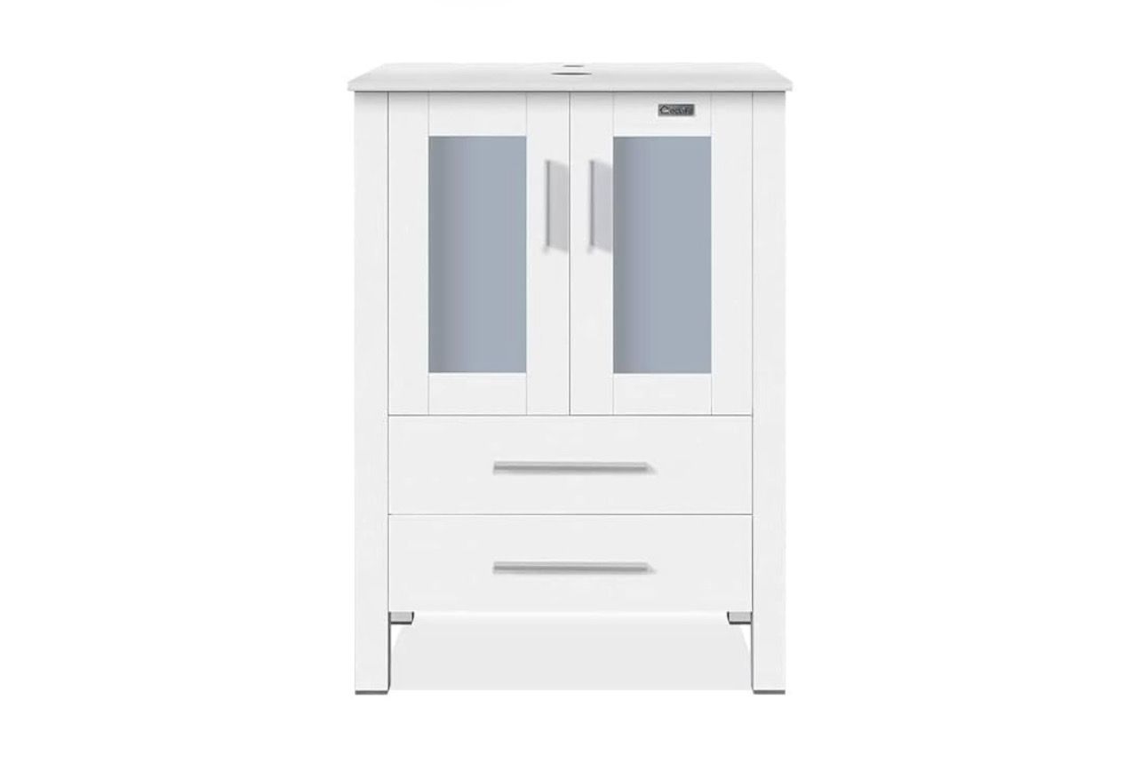 24 24" Modern Bathroom Vanity Sink Combo Freestanding Cabinet with Soft Closing Door, Without Vessel Sink, Faucet, Drain (White Vanity Only)