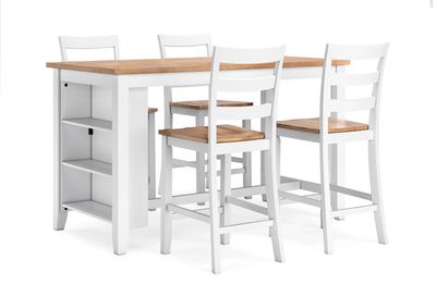 Gesthaven Counter Height Dining Table With Storage and 4 Barstools