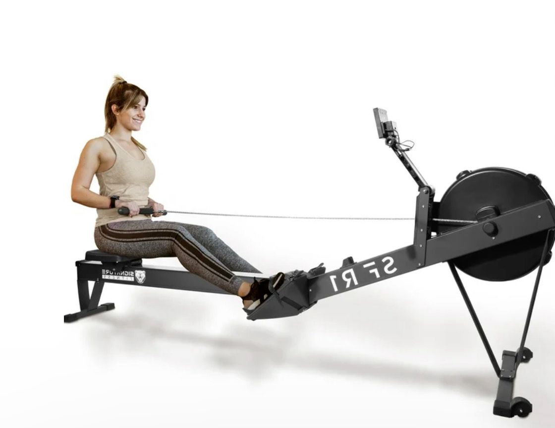 Rowing Machine, Easy Storage Rowing Machine with Extended Slide Rail, Max 330 LBS Wind Resistance Rowing Machine with LCD, 10 Levels of Adjustable Air Resistance Rowing Machine, Easy Storage Rowing Machine with Extended Slide Rail, Max 330 LBS Wind Resistance Rowing Machine with LCD, 10 Levels of Adjustable Air Resistance