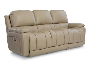 Greyson Power Leather Reclining Sofa w/ Power Headrest & Lumbar By La-Z-Boy With Wireless Remote