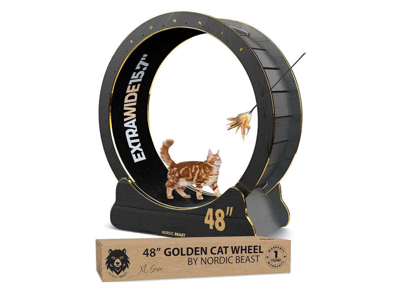 48'' Gold XL Cat Wheel – Safe, Quiet & Stable Exercise Wheel for Large Indoor Cats up to 45 lbs – 15.7'' Extra-Wide Surface Fits 2 Cats Side by Side & Prevents Wobbling 48'' Gold XL Cat Wheel – Safe, Quiet & Stable Exercise Wheel for Large Indoor Cats up to 45 lbs – 15.7'' Extra-Wide Surface Fits 2 Cats Side by Side & Prevents Wobbling