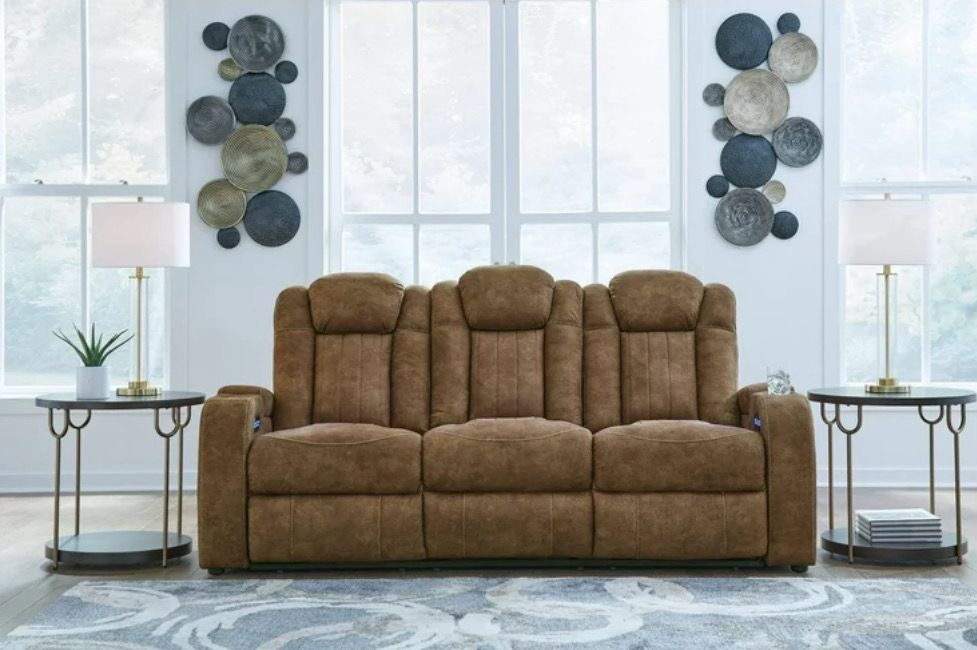 Ashley Wolfridge Power Reclining Sofa in Brindle Ashley Wolfridge Power Reclining Sofa in Brindle