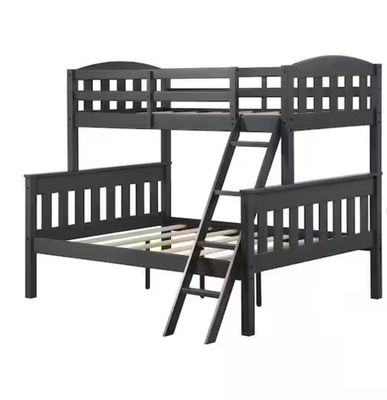 Twin over Full Wooden Bunk Bed Frame in Slate Gray Twin over Full Wooden Bunk Bed Frame in Slate Gray