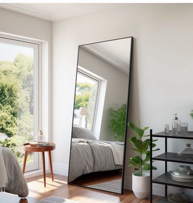 31 31" x 71" Floor Full Length Mirror In Black Metal Frame