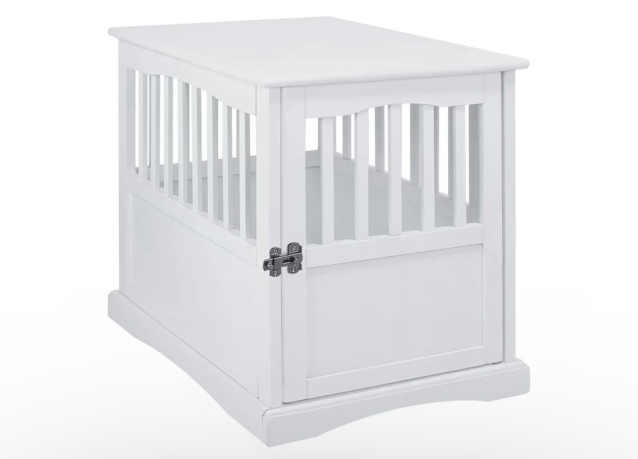 Home Wooden Decorative Indoor Kennel Dog Crate End Table Night Stand Furniture with Lockable Gate for Medium Pets Up to 25 Pounds, White Home Wooden Decorative Indoor Kennel Dog Crate End Table Night Stand Furniture with Lockable Gate for Medium Pets Up to 25 Pounds, White