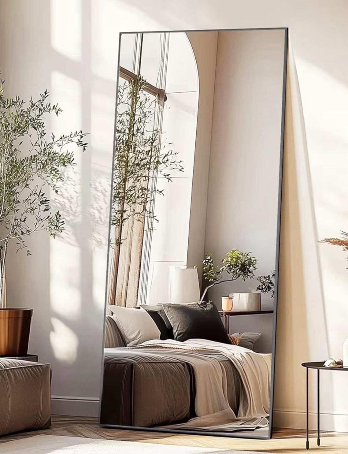 Full Length Mirror, 71 Full Length Mirror, 71"x32" Floor Mirror, Floor Standing Freestanding Full Body Mirror with Stand for Bedroom, Hanging Mounted for Living Room Cloakroom, Black