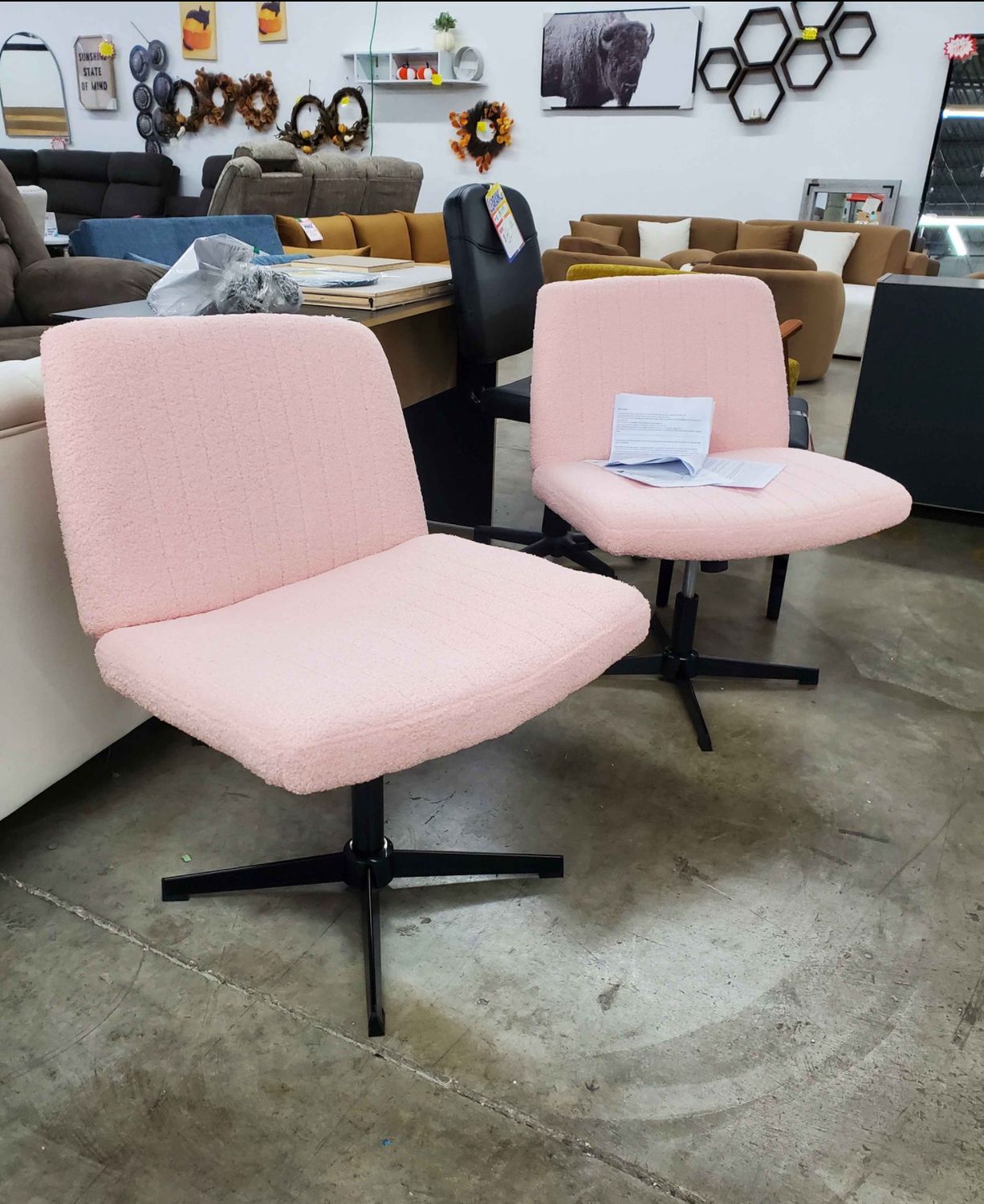 Cross Legged Chair Desk Chair, Armless Office Chairs No Wheels, with Wide Seat, Pink Cross Legged Chair Desk Chair, Armless Office Chairs No Wheels, with Wide Seat, Pink