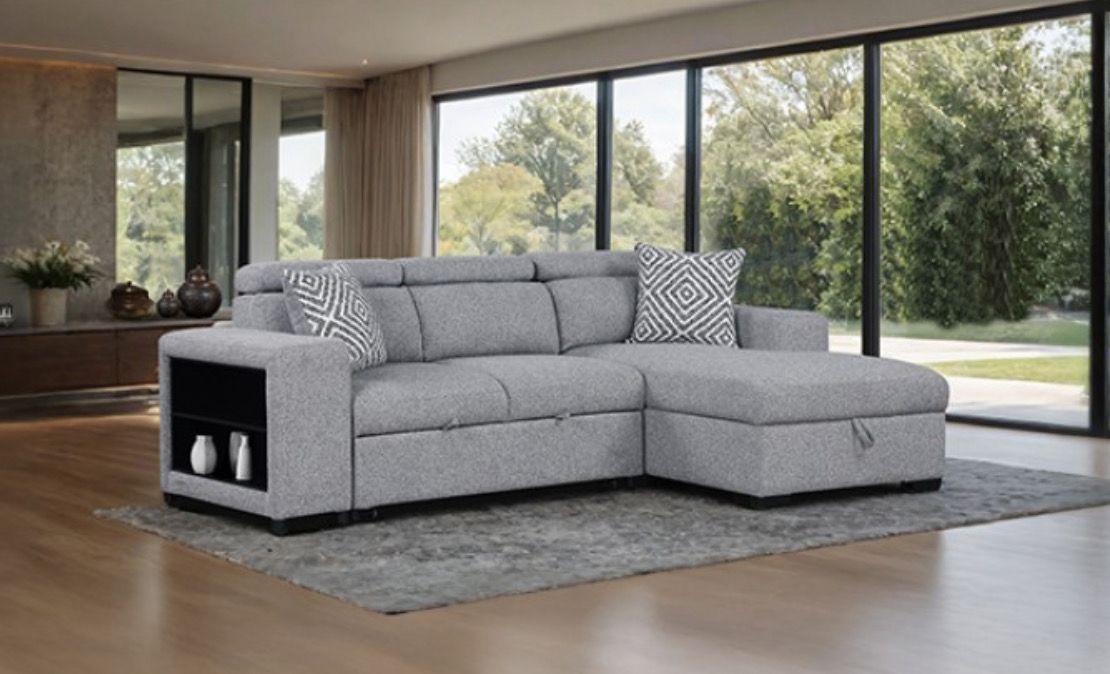 Kranton 102-in W Modern Gray 3-seater Reversible Sofa Bed Storage Sectional Kranton 102-in W Modern Gray 3-seater Reversible Sofa Bed Storage Sectional