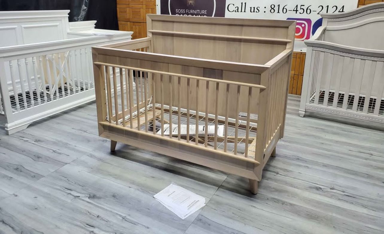 Nurserya Baby Crib Evolur Loft Antilia Mid-Century 4-in1  in Sand Castle Oak